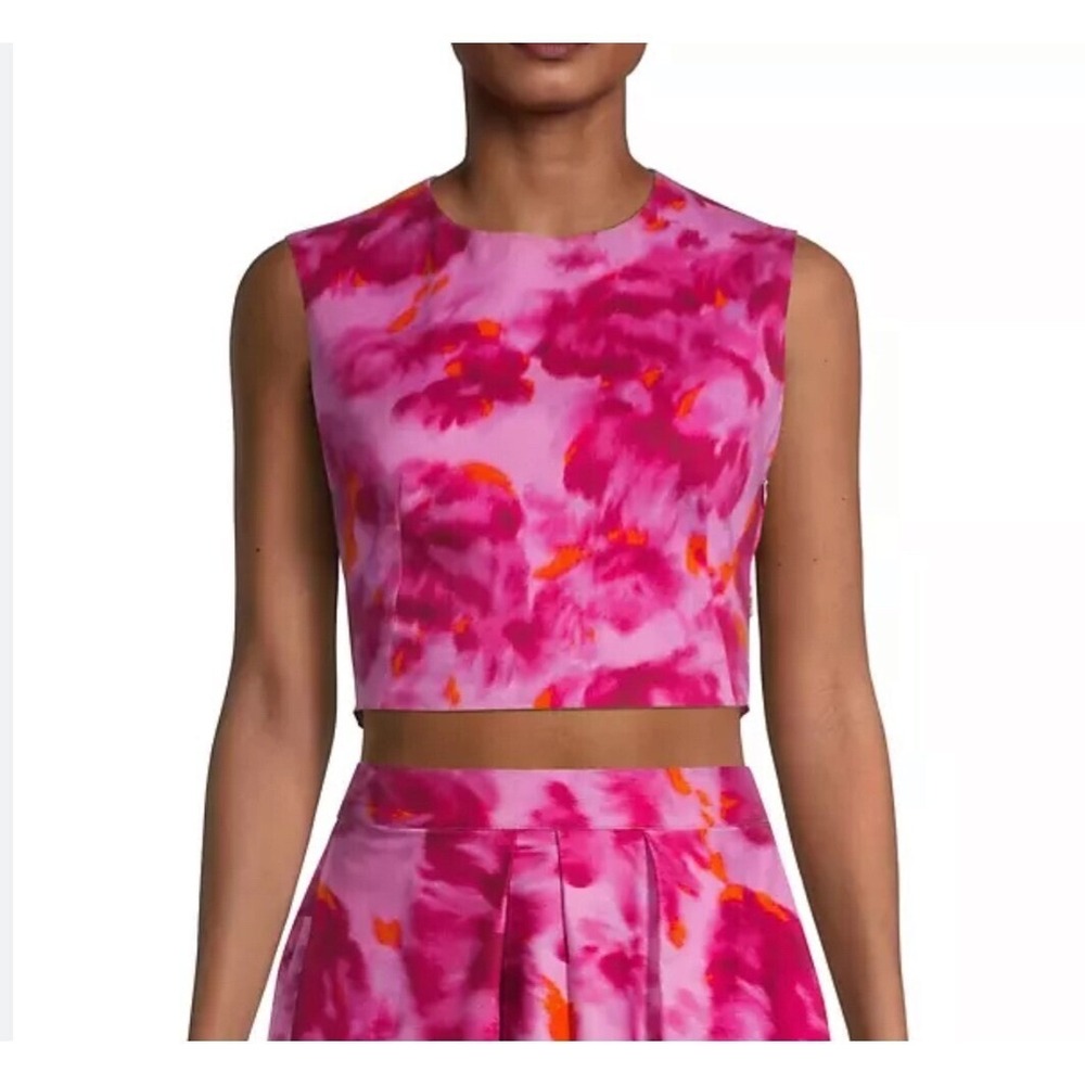 $195‎ NWT SACHIN & BABI Tanner Twisted Crop Top Pink Watercolor Floral Prom SZ 6